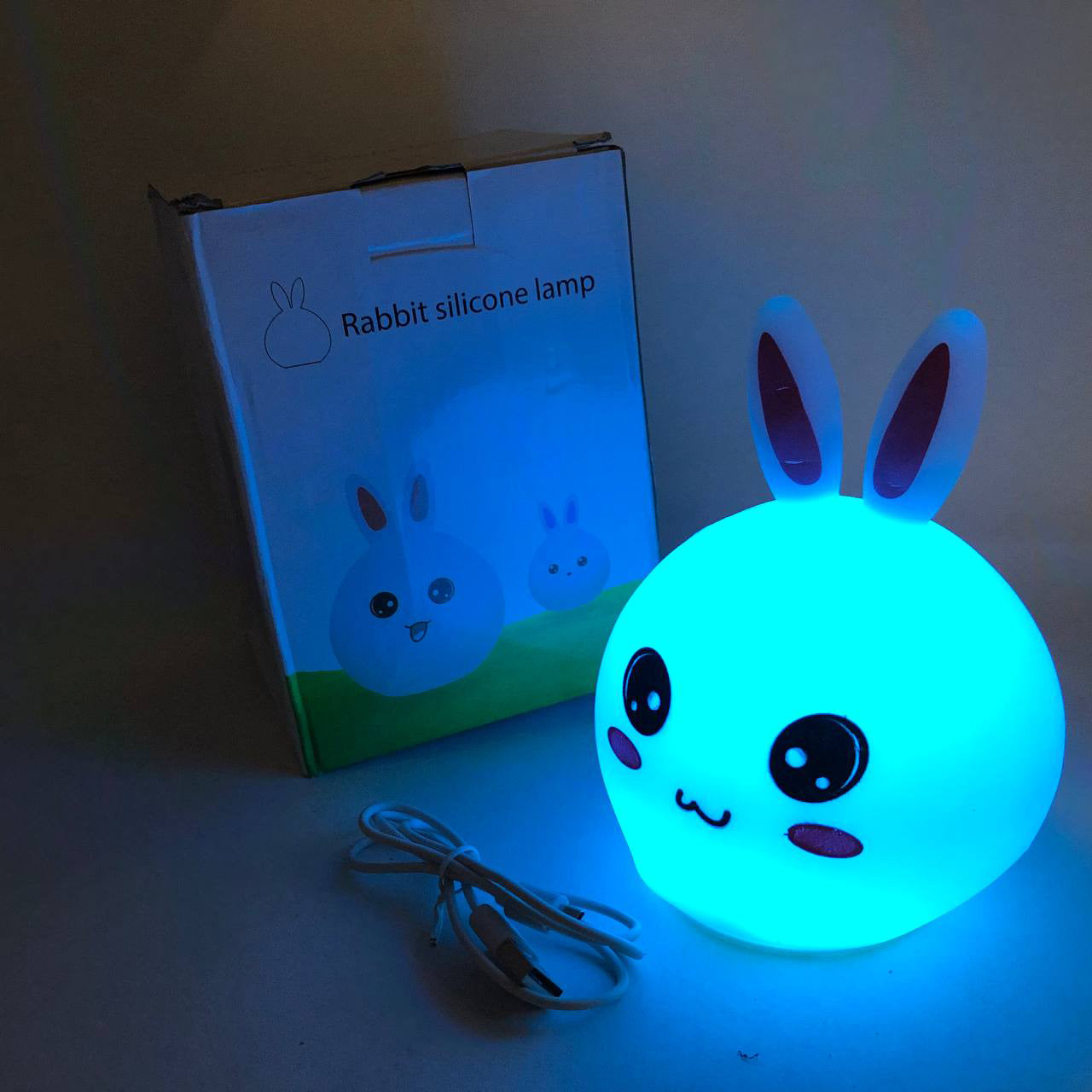 Силиконовый Ночник светильник ЗАЙЧИК детский LED лампа 7 цветов с АККУМУЛЯТОРОМ