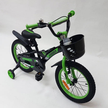 Детский двухколесный велосипед Hammer Smart H2021 20 дюймов с боковыми колесами, корзинкой. Цвет: зеленый