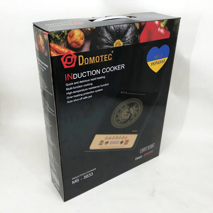 Настольная плита Domotec MS-5833 Однокомфортная Индукционная, электроплита 2000 вт, плита домашняя