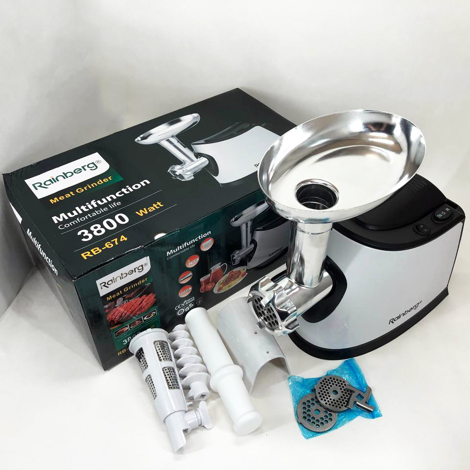 Электромясорубка с соковыжималкой Rainberg RB-674 3000W, электромясорубка для шинковки, мощная мясорубка