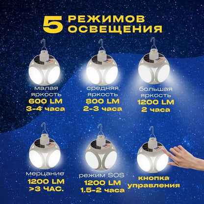 Фонарь Лампа для кемпинга аккумуляторная BL-2029 + SOLAR на солнечной батарее кемпинговый складной фонарь