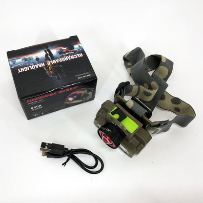 Фонарь налобный Police 8808/6908-XPE+COB, micro USB, встроенный аккумулятор, фонарик на голову с зарядкой