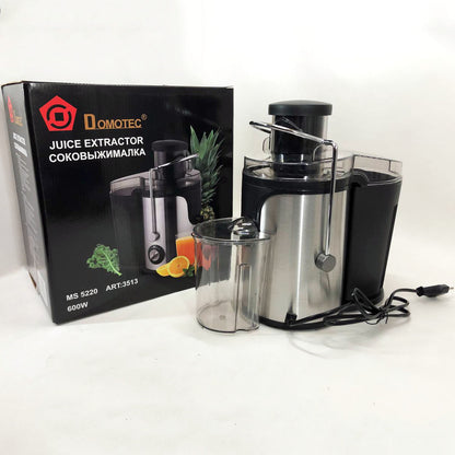 Электрическая соковыжималка Domotec MS-5220/3513 2 скорости отжима 600 W, соковыжималка для моркови