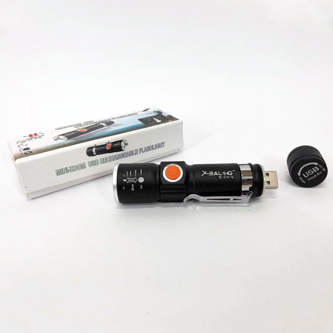 Фонарь ручной аккумуляторный тактический X-Balog BL-616-T6 с зарядкой от павербанков с USB