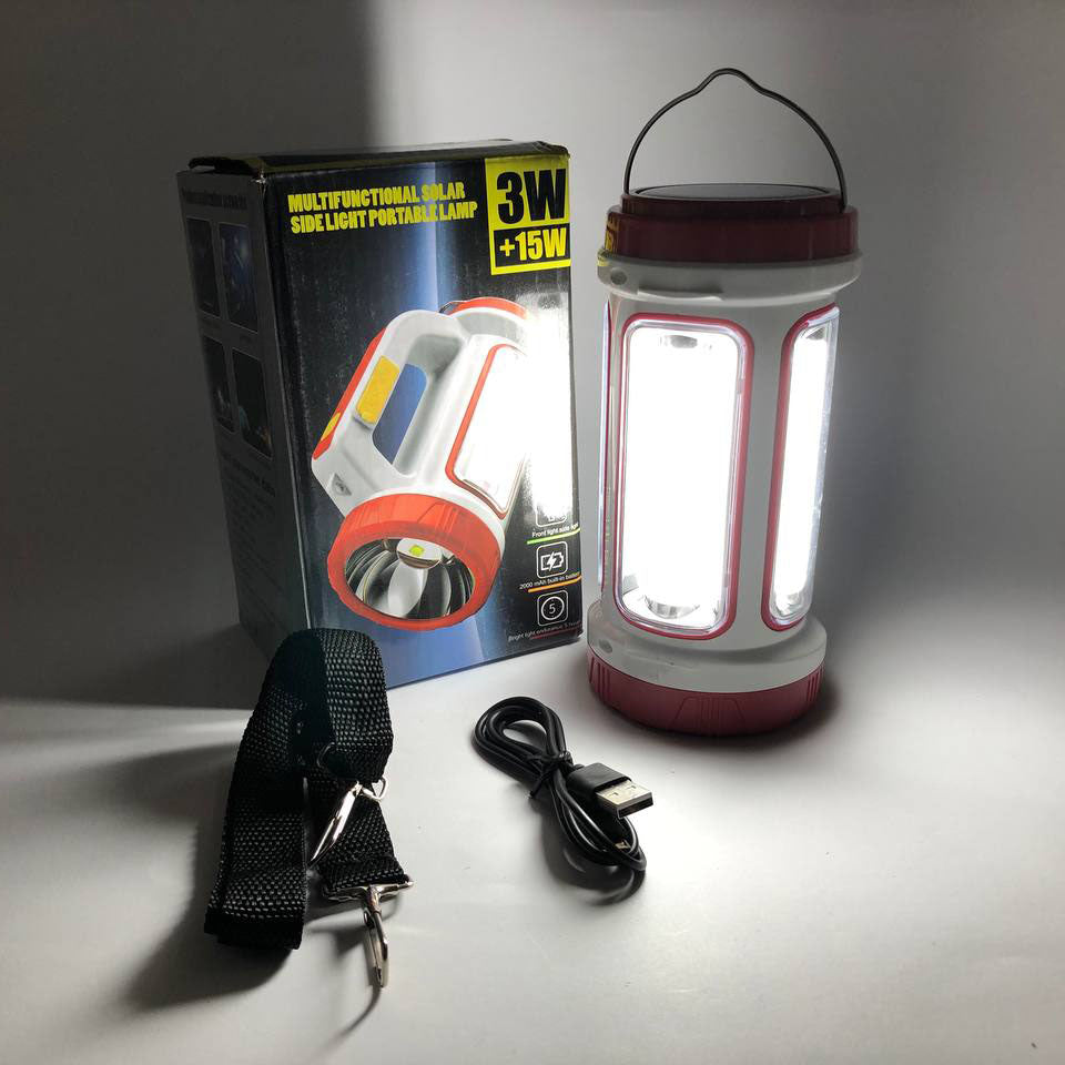 Фонарь кемпинговый с солнечной панелью 5158-LED-COB power bank, кемпинговый фонарь-лампа. Цвет: красный