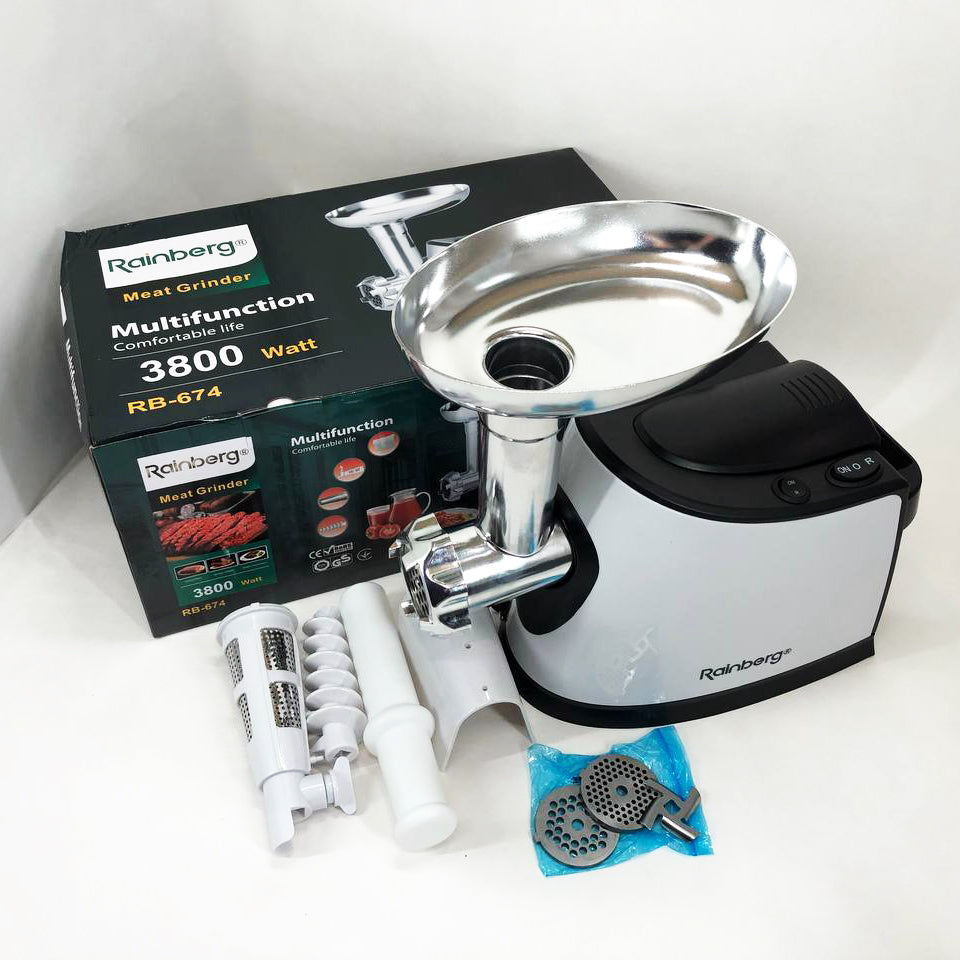Электромясорубка с соковыжималкой Rainberg RB-674 3000W, электромясорубка для шинковки, мощная мясорубка