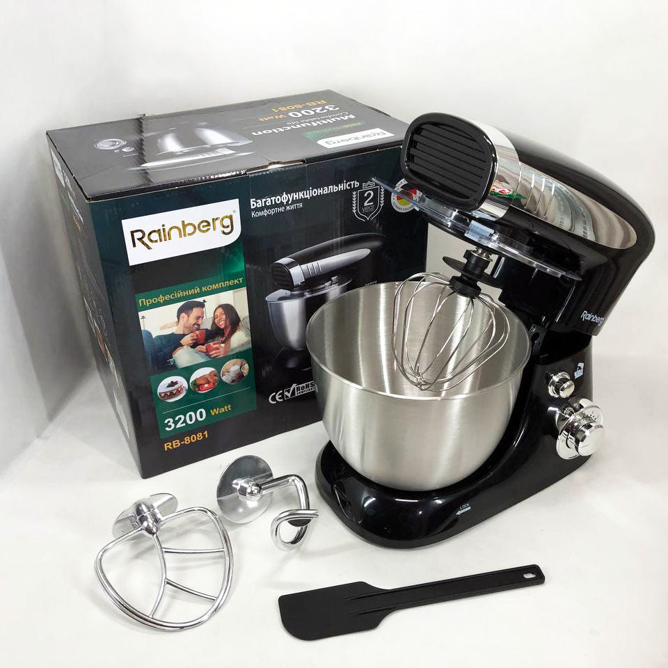 Тістоміс міксер Rainberg RB-8081 кухонний комбайн планетарний 3200 Вт, кухонний комбайн