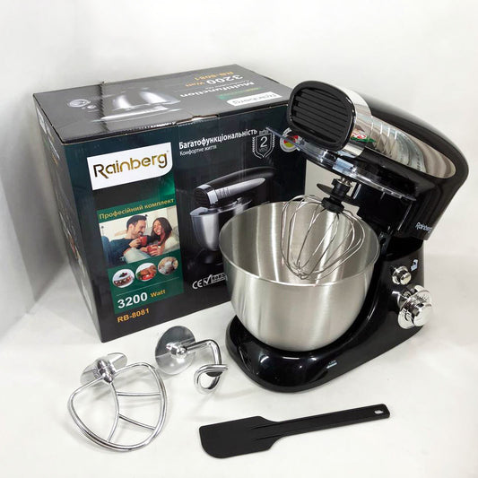 Тістоміс міксер Rainberg RB-8081 кухонний комбайн планетарний 3200 Вт, кухонний комбайн