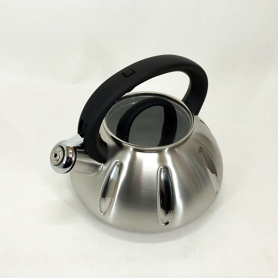 Чайник со свистком Unique UN-5303 кухонный на 3 литра, металический чайник из нержавейки. Цвет: черный