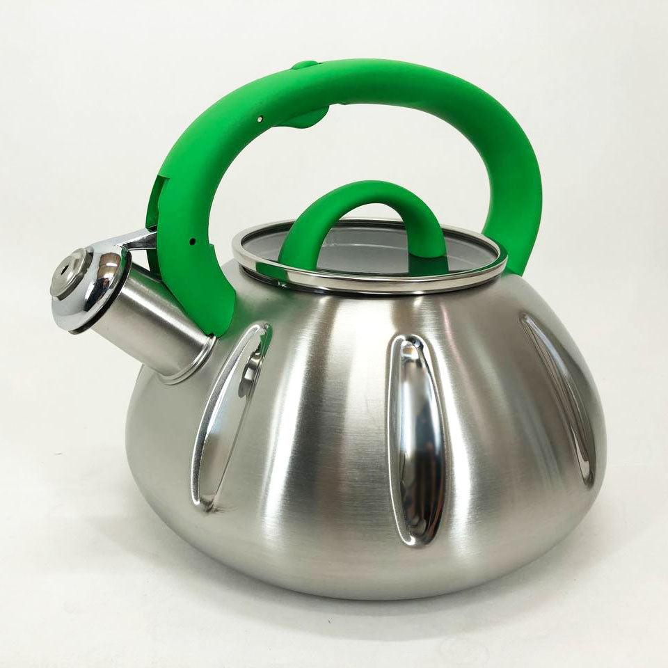 Чайник со свистком Unique UN-5303 кухонный на 3 литра, Чайник нержавейка со свистком. Цвет: зеленый