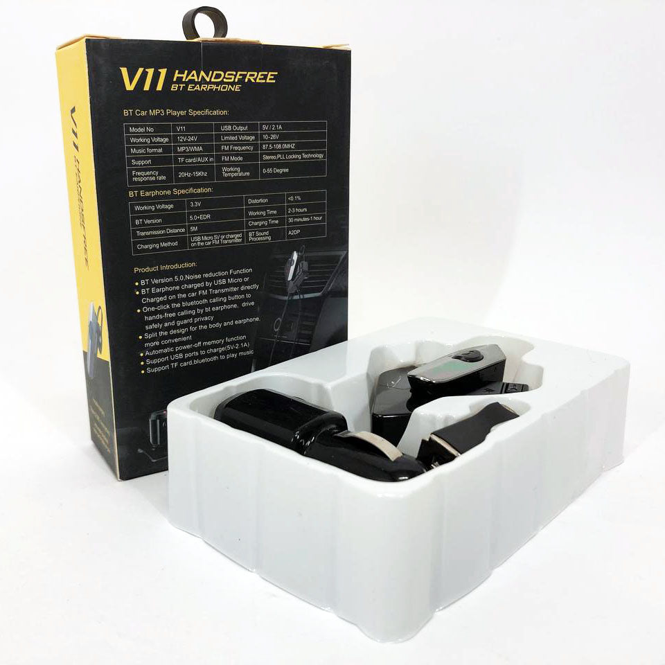Трансмиттер FM V11 BT с Bluetooth гарнитурой модулятор, блютуз фм передатчик для автомагнитолы
