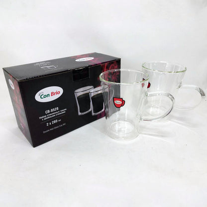 Чашки с двойными стенками Con Brio 280 мл CB-8528 2шт, кружки стеклянные с двойным дном
