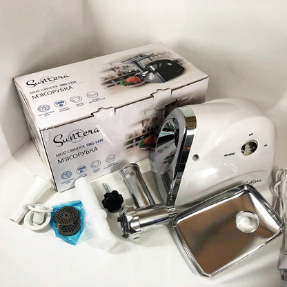 Мясорубка Suntera SMG-5418W, электромясорубка для дома, мясорубка с металлическим редуктором