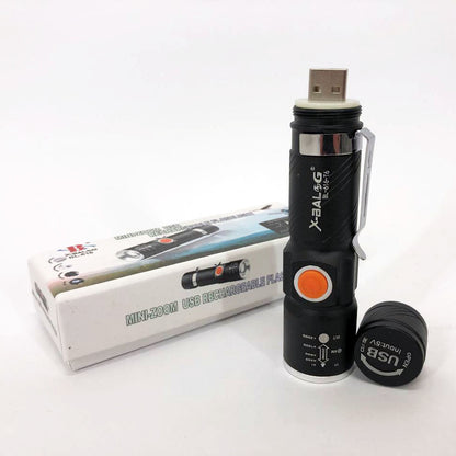 Фонарь ручной аккумуляторный тактический X-Balog BL-616-T6 с зарядкой от павербанков с USB