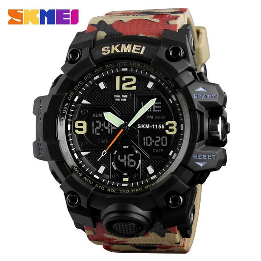 Часы наручные мужские SKMEI 1155BAG RED CAMO, брендовые мужские часы. Цвет: красный камуфляж