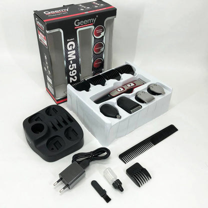 Машинка для стрижки 10в1 GEMEI GM-592, окантовочная машинка, подстригательная машинка. Цвет: красный