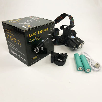 Фонарь налобный W602-T6-2XPE Bike с велокреплением 2x18650, светодиодный фонарь на лоб, сверхмощный