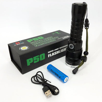 Фонарь аккумуляторный X-Balog BL-A72-P50, ручной фонарик, водонепроницаемый фонарь, мощный аккумуляторный