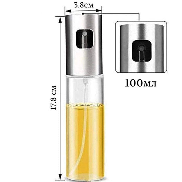 Бутылочка со спреем для пищевых жидкостей (масло, уксус) 100мл, Емкость для подсолнечного масла
