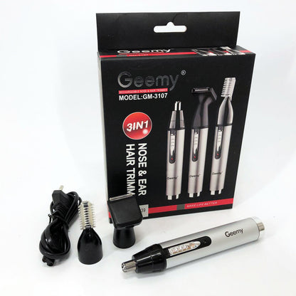 Триммер для носа и ушей GEMEI GM-3107 3в1, электробритва с насадками для бороды, тример для бороды