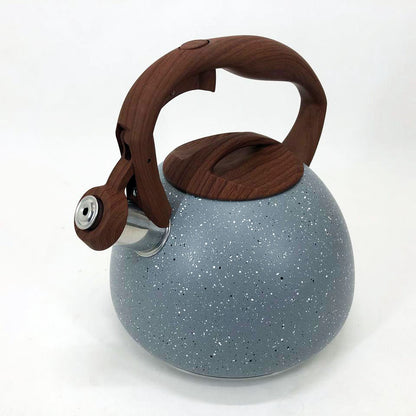 Чайник Unique со свистком UN-5306 2,7л мрамор, чайник для газовой плитки, чайник на плиту. Цвет: серый