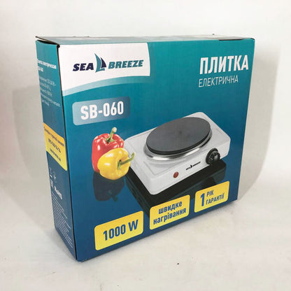 Настольная плита электрическая Sea Breeze SB-060, мощная настольная электроплита. Цвет: белый