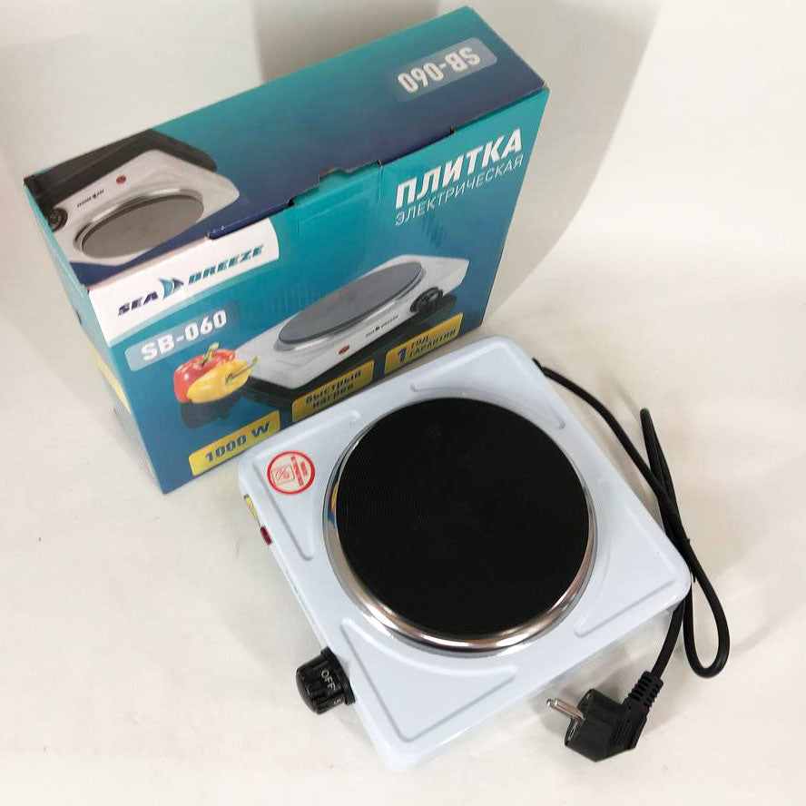 Настольная плита электрическая Sea Breeze SB-060, мощная настольная электроплита. Цвет: белый