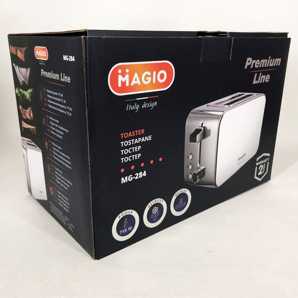 Тостер Magio MG-284 715 Вт, тостер для 2 гренок, электрический горизонтальный тостер, универсальный тостер