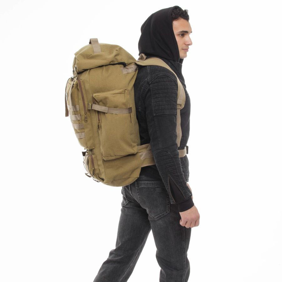 Армейский рюкзак тактический 70 л  + Подсумок  Водонепроницаемый туристический рюкзак. Цвет: койот