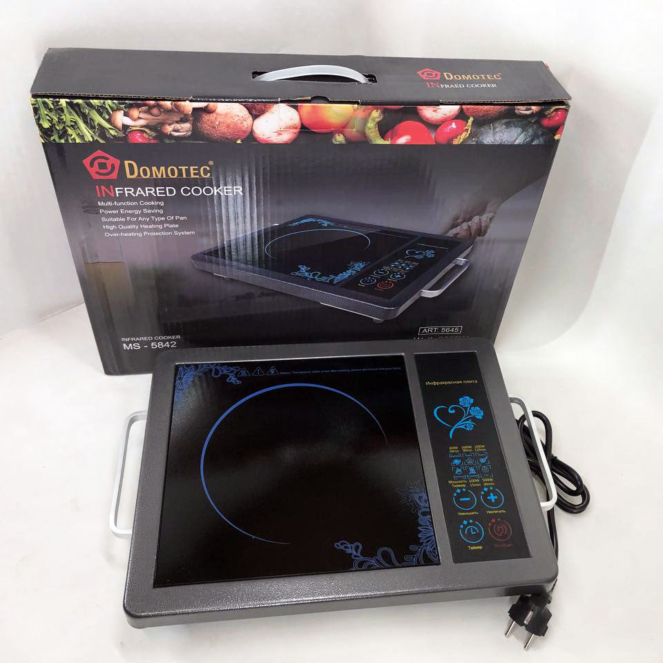Плита инфракрасная Domotec MS-5842 на 1 конфорку, мощная настольная электроплита, индукционная плита мини