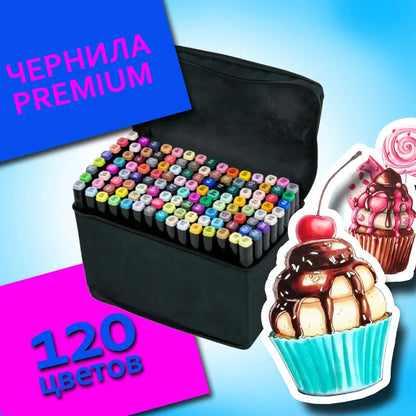 Набор скетч маркеров для рисования Touch 120 шт двусторонние профессиональные фломастеры для художников