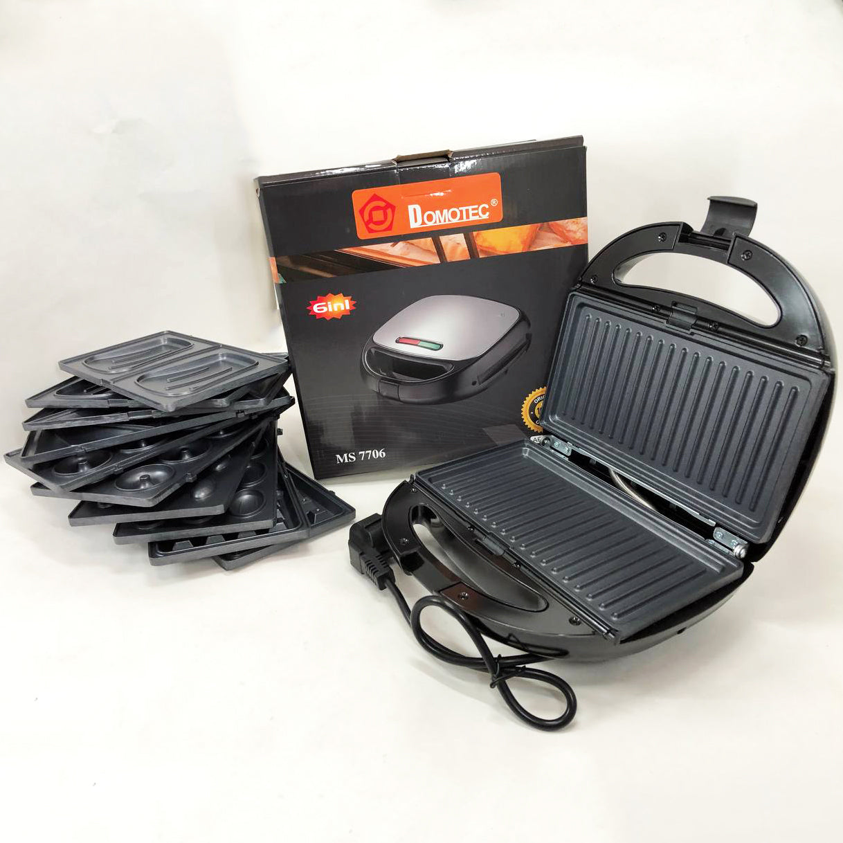 Мультипекарь 6в1 со съемными формами Domotec MS-7706, сендвичница 4в1, домашний гриль для шаурмы