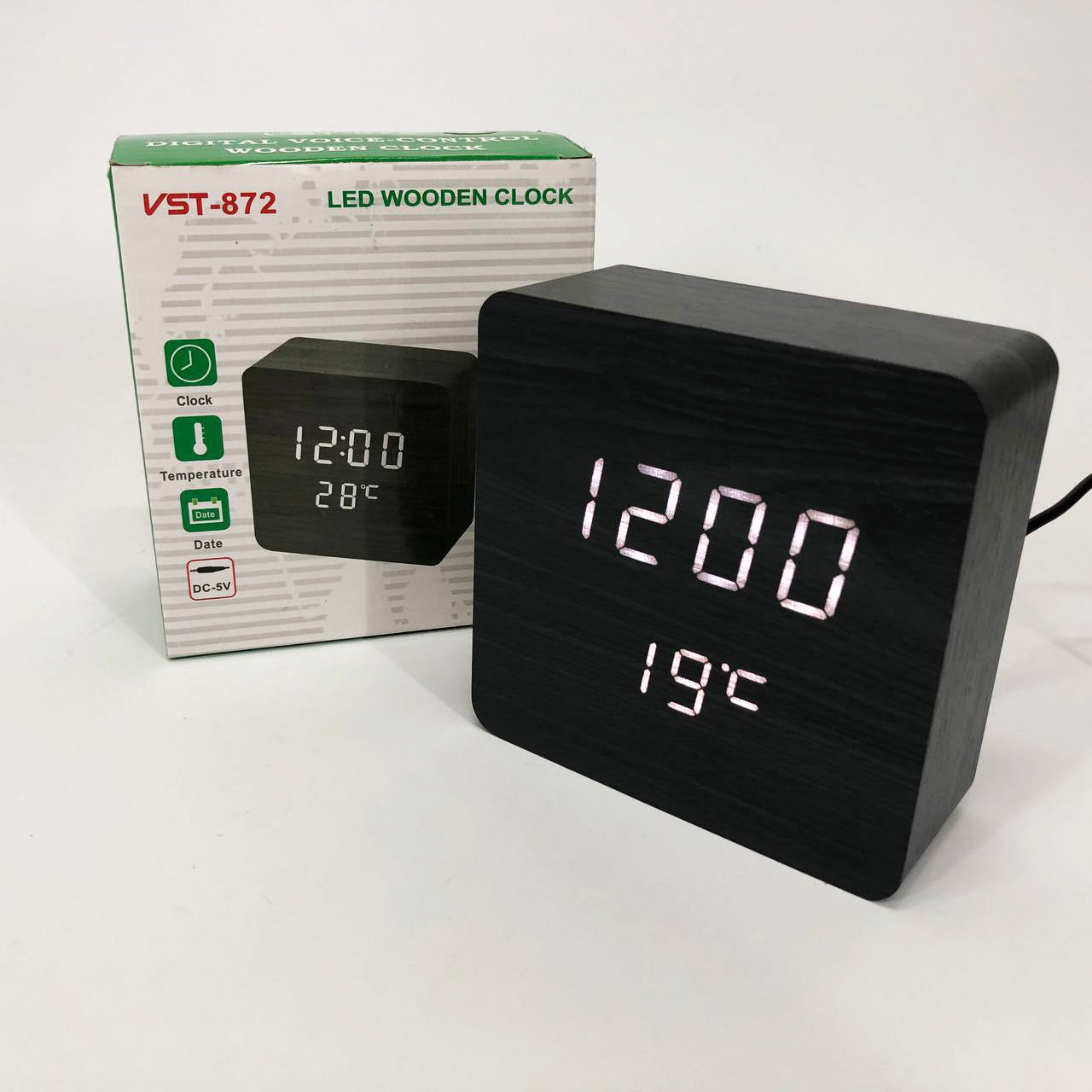 Электронные часы с термометром и функцией активация по звуку VST-872-6, Настольные часы с подсветкой