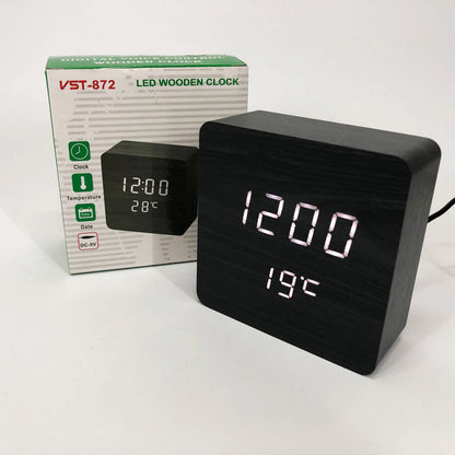 Электронные часы с термометром и функцией активация по звуку VST-872-6, Настольные часы с подсветкой