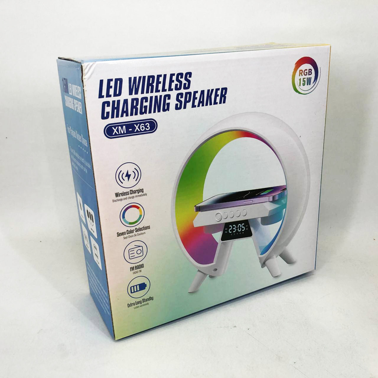 LED Лампа ночник с беспроводной зарядкой и Bluetooth динамиком G-Lite XM-X63, Часы хамелеон с будильник