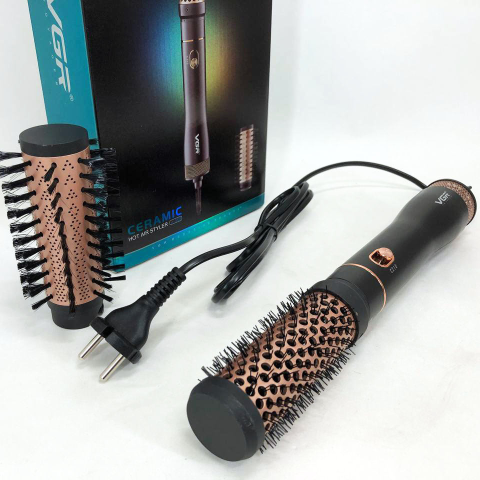 Фен расческа VGR V-559 для завивки и сушки волос керамическое покрытие 2 скорости 2 насадки