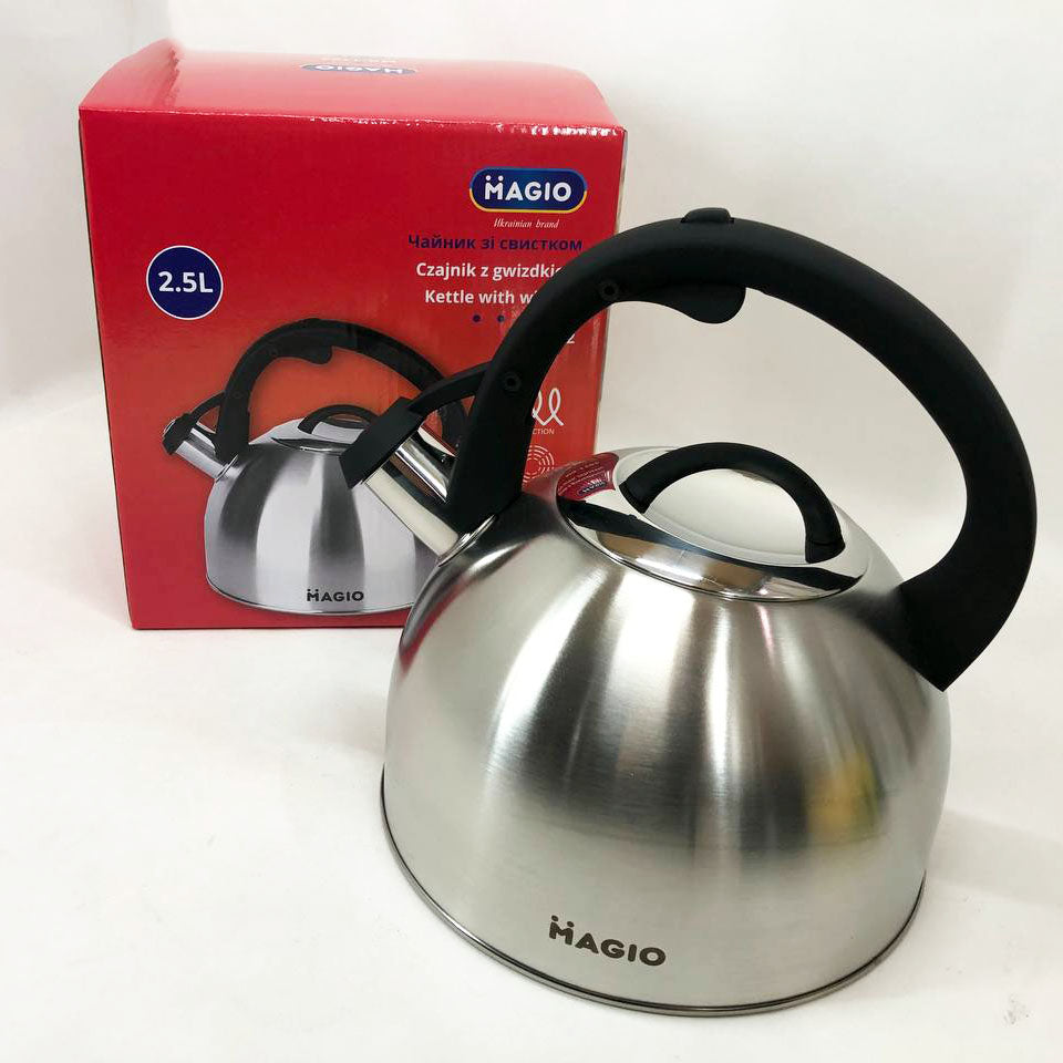 Чайник Magio MG-1192 2.5 л со свистком, металический чайник из нержавейки, чайники для плит
