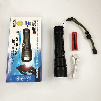 Фонарь ручной Police X71A-HP50, ЗУ micro USB, 1x18650/3xAAA, zoom, индикация заряда, качественный фонарик
