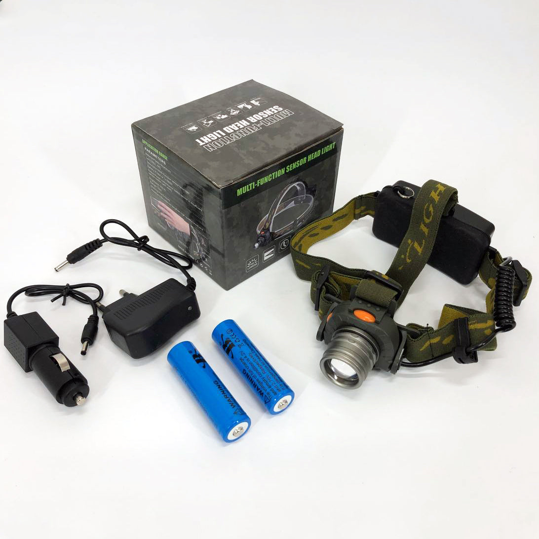 Налобный фонарь тактический Bailong BL-1505 \ 602B SENSOR с датчиком движения, Фонарик налобный led