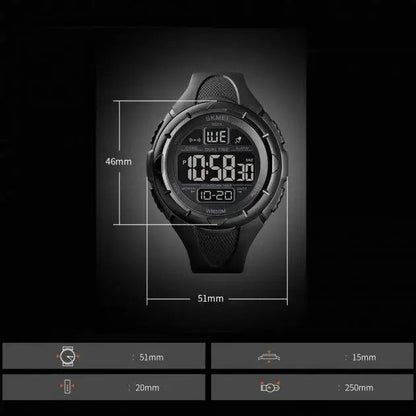 Часы наручные мужские SKMEI 1656BK BLACK, водостойкие тактические часы. Цвет: черный