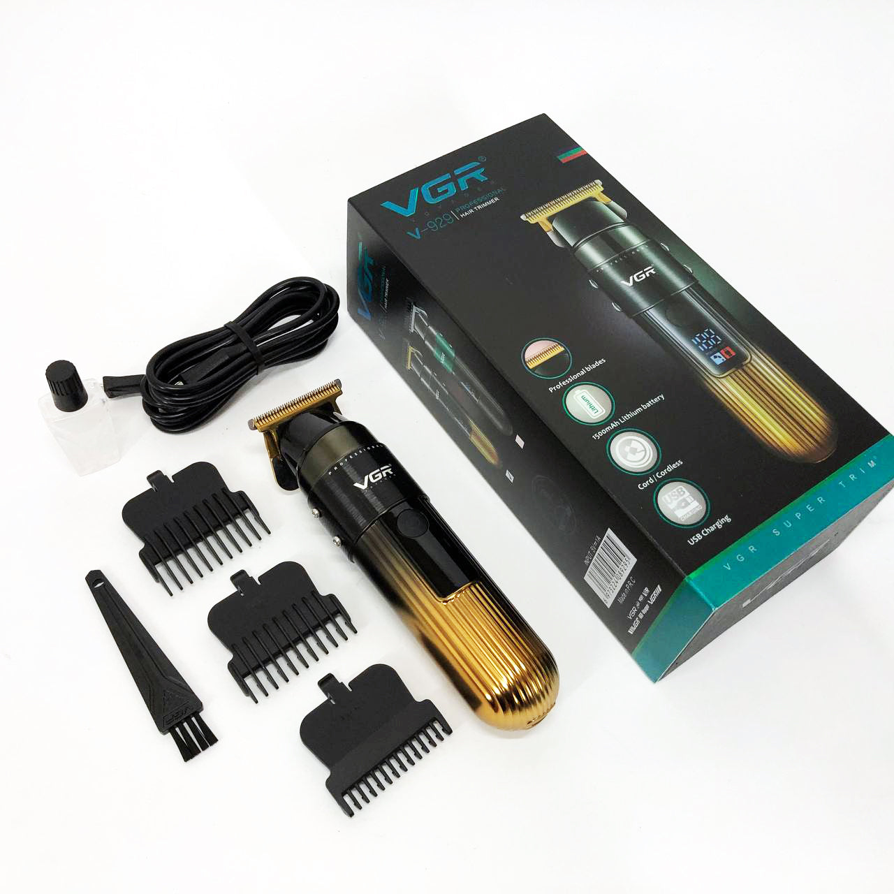 Машинка для стрижки волос VGR V-929 аккумуляторная, Машинка окантовочная профессиональная для бороды