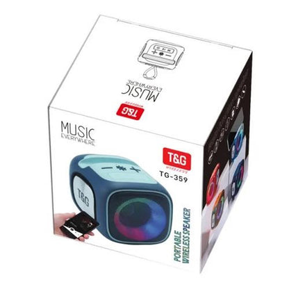 Портативная Bluetooth колонка TG359 7W с RGB подсветкой, аккумуляторная колонка для музыки. Цвет: синий