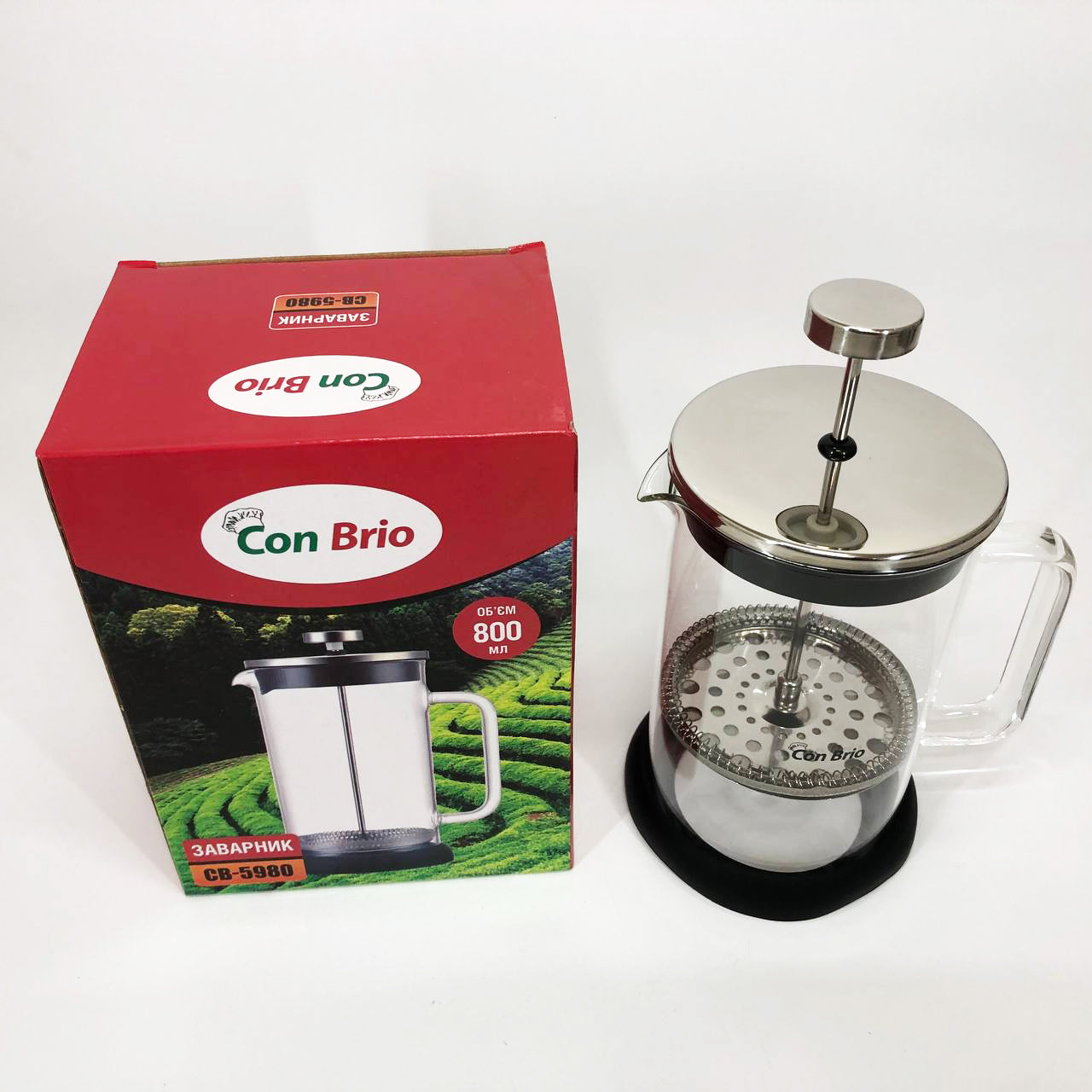 Френч-пресс Con Brio CB-5980 800 мл, Чайник для заваривания трав, Заварник прозрачный