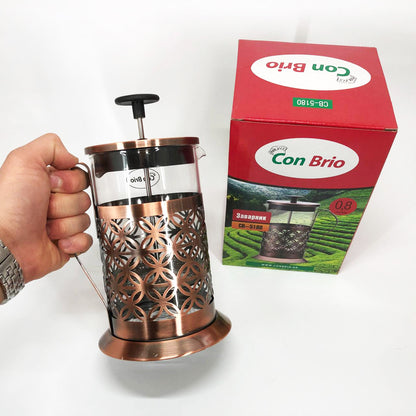 Френч-пресс Заварник для чая Con Brio CB-5180 800мл, Стеклянный заварочный чайник для чая чайники