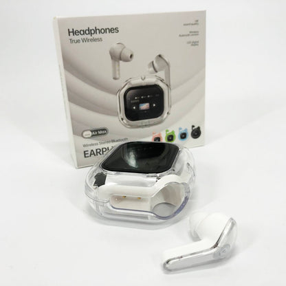 Беспроводные вакуумные наушники TWS с LED дисплеем, влагозащита IPx4 Bluetooth 5.4 с кейсом. Цвет: белый