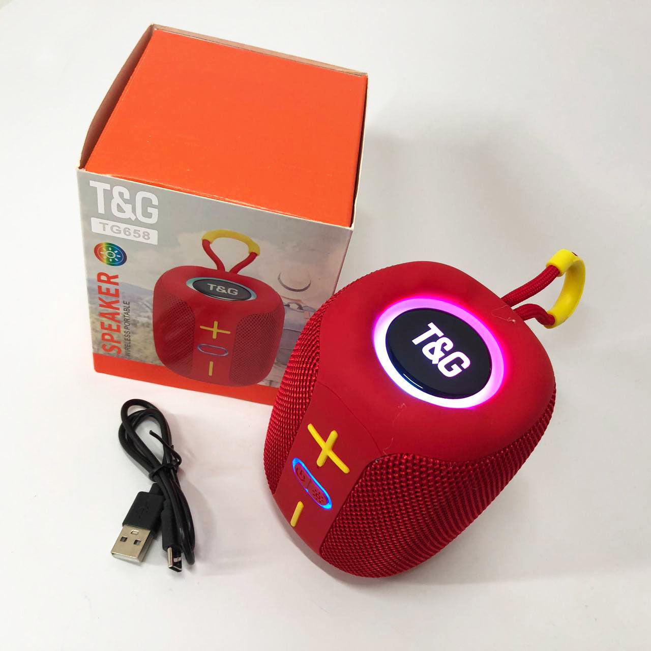 Портативная Bluetooth колонка TG658 8W с RGB подсветкой, колонка для вечеринки. Цвет: красный