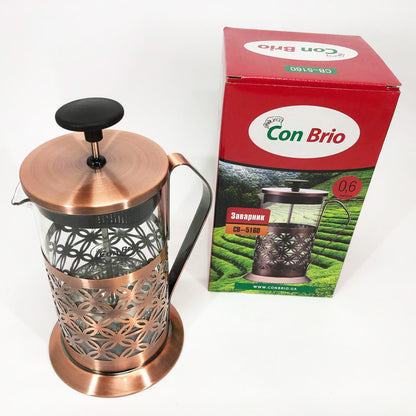 Френч-пресс Заварник для чая Con Brio CB-5180 800мл, Стеклянный заварочный чайник для чая чайники