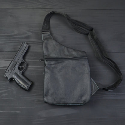 Мужская сумка из натуральной кожи, тактическая сумка - мессенджер черная, тактическая сумка на грудь