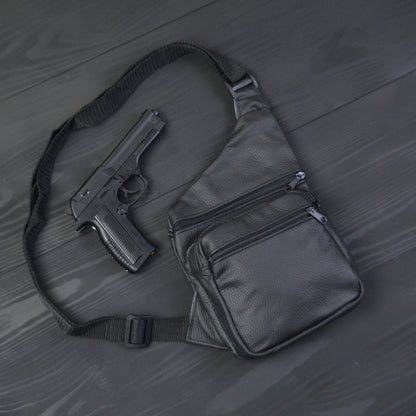 Мужская сумка из натуральной кожи, тактическая сумка - мессенджер черная, тактическая сумка на грудь