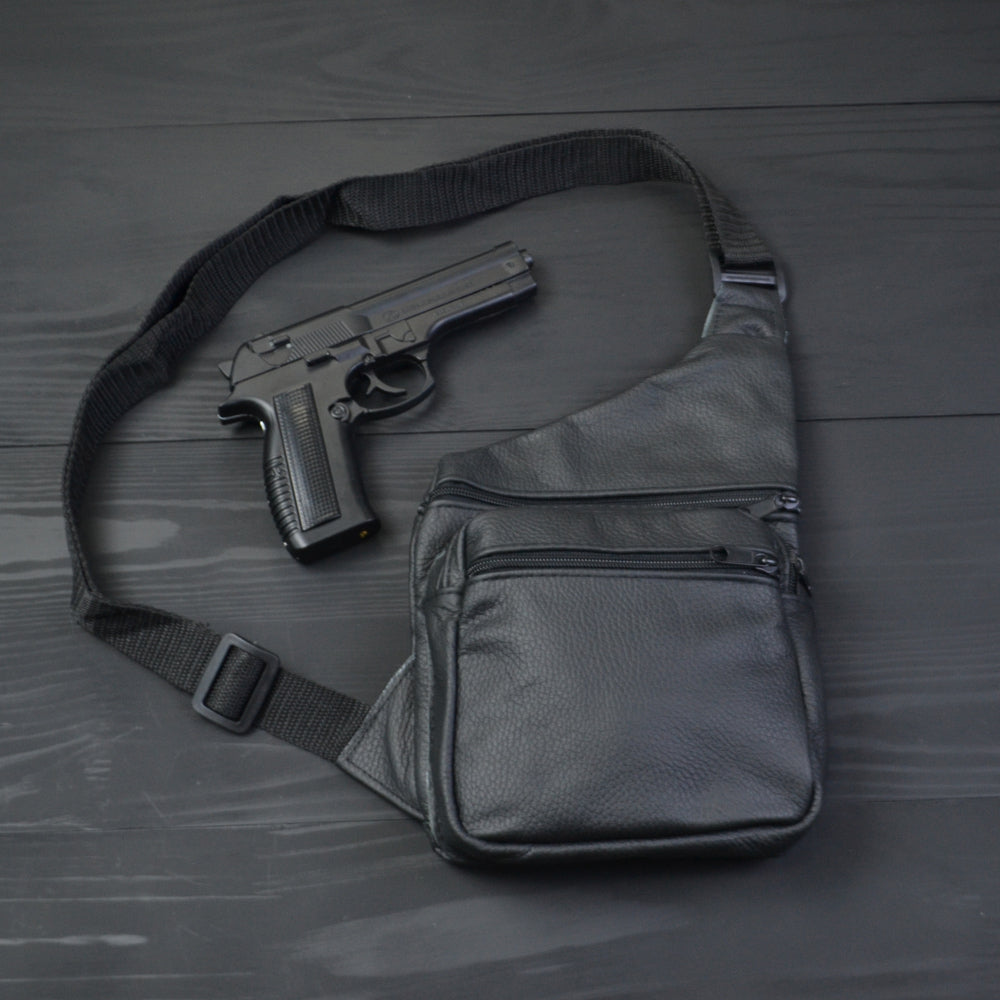 Мужская сумка из натуральной кожи, тактическая сумка - мессенджер черная, тактическая сумка на грудь